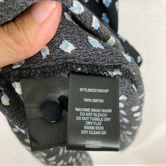 Sanctuary Blue Black Polka Dot Front Slit V-Neck Midi Dress Medium - Picture 9 of 13